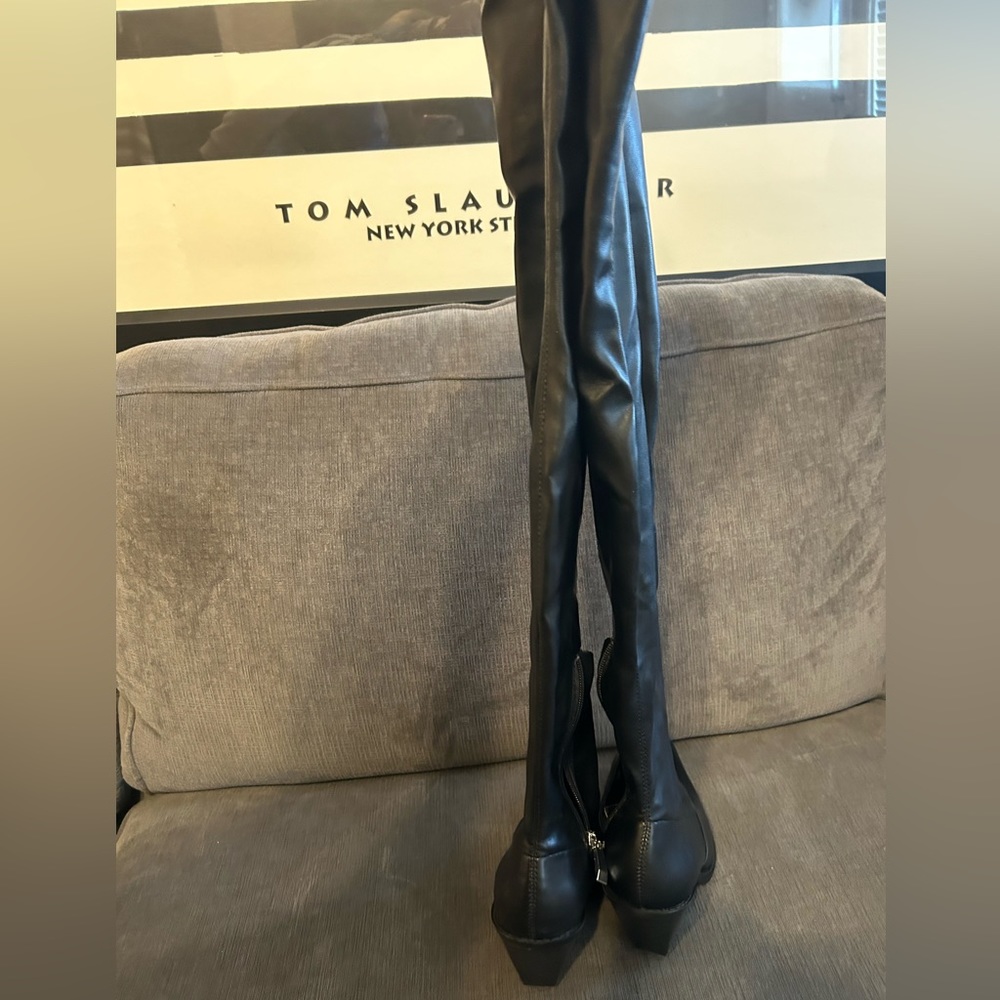 ZARA Thigh High Faux Leather Western Boots- Size 35 US 5. - Picture 5 of 10